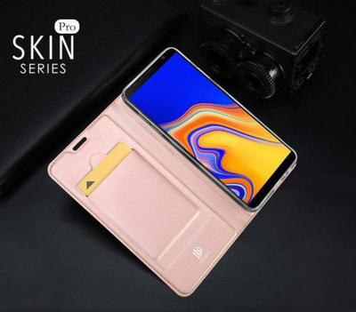 Mbulesë telefoni Dux Ducis Skin për Samsung Galaxy A01, me kapak dhe xhep karte, rozë e hapur
