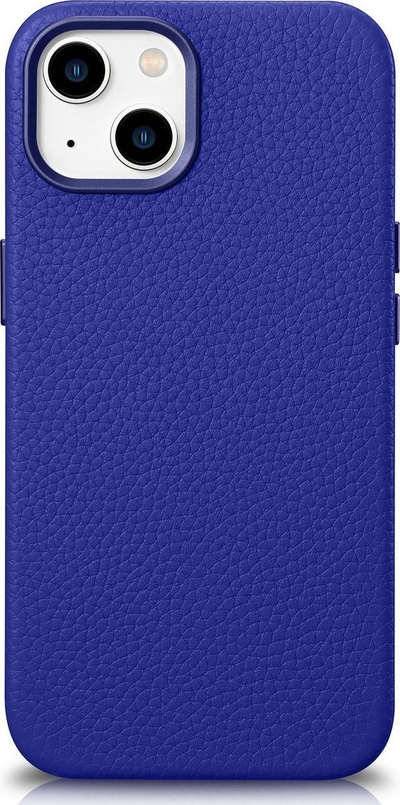 Kapak lëkure iCarer Litchi Premium për iPhone 14, me MagSafe, blu e errët