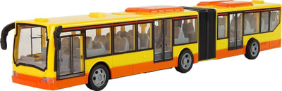 Lodër autobus me telekomandë Leantoys Bus G, i thyer në mes, për kalamaj 3+, verdhë me portokalli
