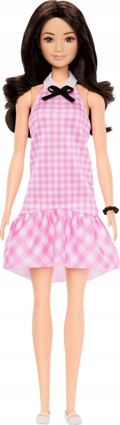 Kукла Barbie Fashionistas #224 HRH21, издание 65 годишнина, со додатоци, розов gingham фустан