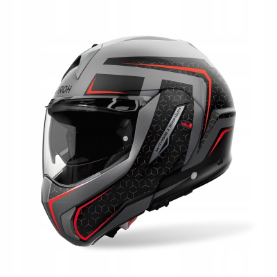 Helmetë modulare Airoh Mathisse II Magnet, Thermoplastic HRT, ECE 2206, e zezë gri të kuqe, L