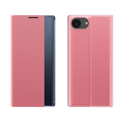 Капак за телефон Hurtel Sleep Case за iPhone 16e, преклопен со држач, розов