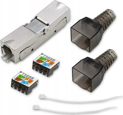 Prizë rrjeti RJ45 Qoltec 5454, CAT6A STP, pa vegla, ngjyrë argjendi