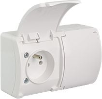 Prizë dyshe Elektro-Plast 61.380, 2 x 2P+E, IP44, e bardhë