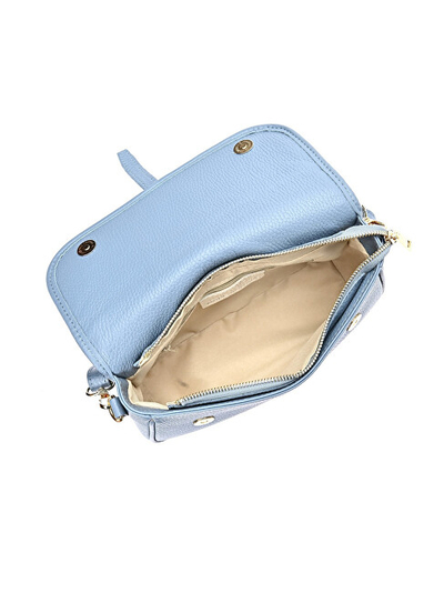Çantë crossbody Luisa Vannini, lëkurë natyrale, 17x25x7cm, ngjyrë turquoise