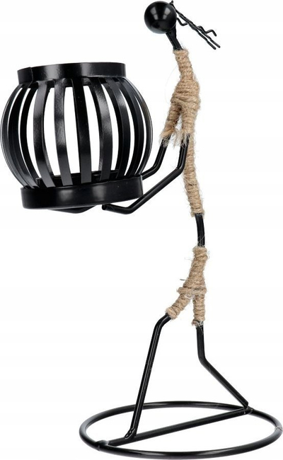 Mbajtëse qiri ART DECO për tealight, metal 22 cm, e zezë