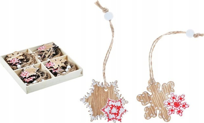 Stoli druri MFP Snowflake, set 24 copësh, 13 x 13 cm, natyrale me të kuqe