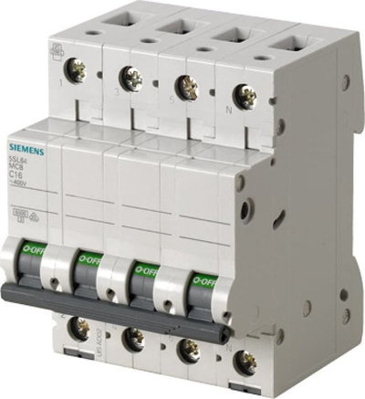 Ndërprerës automatik Siemens 5SL6616-6, 3+N, B 16A 6kA, AC