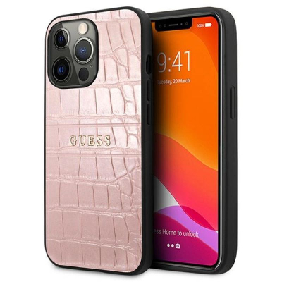 Futrollë telefoni Guess Croc për iPhone 13 Pro 6.1", TPU, rozë