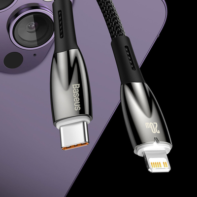 Kabllo USB Baseus Glimmer, USB C në USB C, 2 m, 100W, e zezë