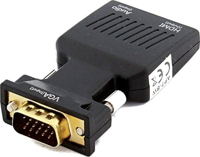 Adapter konvertues Gonga HD38, VGA në HDMI, audio 3.5mm, i zi