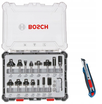 Set frezash druri Bosch, 15 copë, bosht 8mm, me teh të segmentuar 18mm