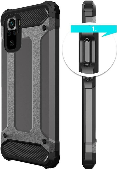 Mbrojtëse telefoni Hybrid Armor për Xiaomi Poco M4 Pro 5G, dy shtresa, antishok, e zezë