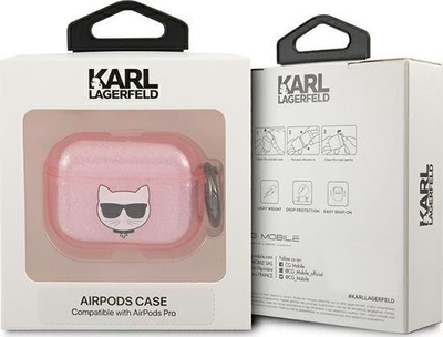Këllëf për kufje Karl Lagerfeld Choupette, për Apple AirPods Pro, TPU me shkëlqim, rozë