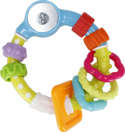 Играчка ѕвонче Bam-Bam Rattle Rattle, со огледало, за новороденчиња 0m+, во повеќе бои