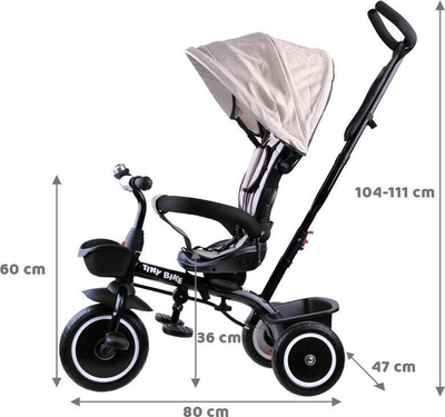 Tricikel për fëmijë Tiny Bike SP0650, 3 në 1, me tendë, bezhë