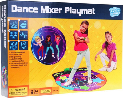 Tapet muzikor për vallëzim Zippy Mat Dance Mixer, me drita dhe tinguj, shumëngjyrësh
