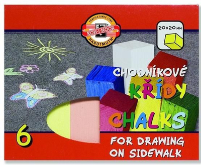 Set shkumësash për trotuar Pavement CHALK, 6 copë, shumëngjyrësh