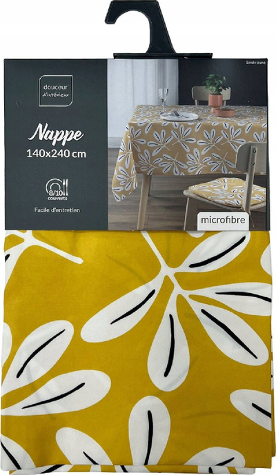 Mbulesë tavoline U10 Sandy Yellow, 140x240 cm, poliester, e verdhë me motiv