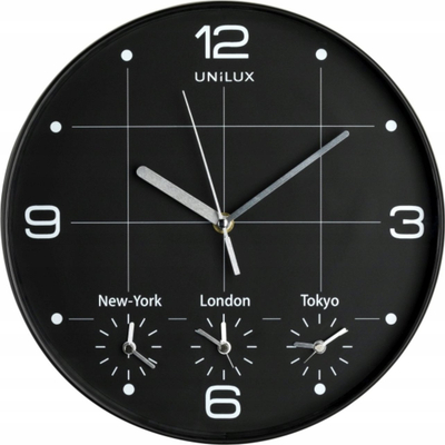 Orë muri Unilux 400094567, multi zonë kohore, diametër 30cm, e zezë