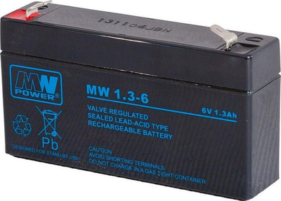 Bateri MPL Power, 6 V, 1.3 Ah, e zezë