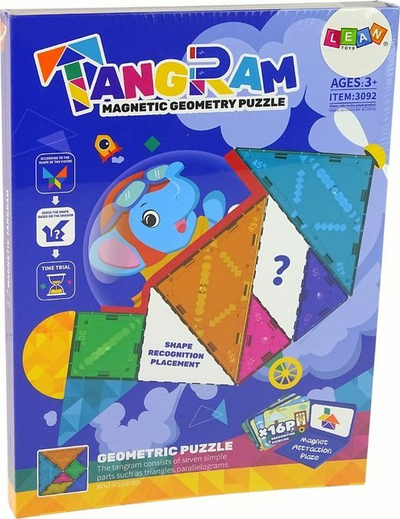 Lodër puzzle tangram magnetik, 7 blloqe, shumëngjyrëshe