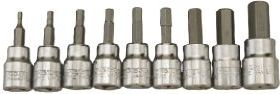 Set bit-çelësa gjashtëkëndorë Teng M3812, 9 copa, 3/8", metalik