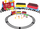 Set tren lodër RoGer Cartoon Train, me drita edhe tinguj, me shina rreth, shumëngjyrësh