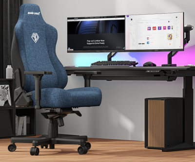 Karrige gaming Anda Seat Kaiser 3E XL, pëlhurë, ergonomike, blu e çelët