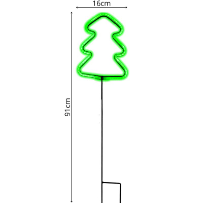 Dekor dritash neon Luca pemë e Vitit të Ri, 87 LED, 91cm, e gjelbër