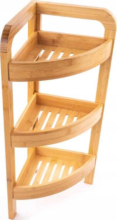 Raft këndor banjoje pa markë, 3 rafte, bambu natyral, kafe