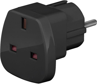 Adapter udhëtimi Goobay UK në EU, prizë tipi F, i zi