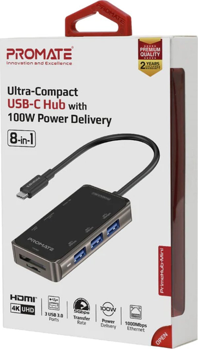 Docking station ProMate PrimeHub Mini, USB C, 8 porta, i zi