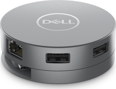 Adaptori Dell 6 në 1, USB 3.2 Gen 2, DisplayPort HDMI RJ-45, 90W, gri