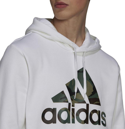 Duks për burra Adidas Essentials Fleece Camo-Print Hoodie, L, i bardhë