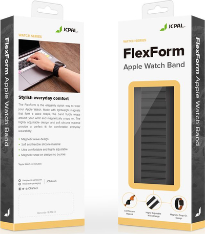 Byzylyk për Apple Watch JCPal FlexForm, 38/40/41mm, silikon, zi/portokalli