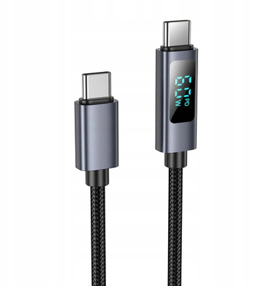 Kabllo USB C në USB C Hoco X112, 60W, me ekran, 1m, e zezë