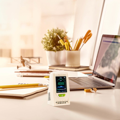 Matës CO2 Steinberg Systems 10030919, ekran LCD, temperaturë edhe lagështirë, i bardhë