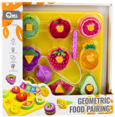 Puzzle edukativ për fëmijë Geometric Fruits, figura gjeometrike, 20 x 20 cm, shumëngjyrësh