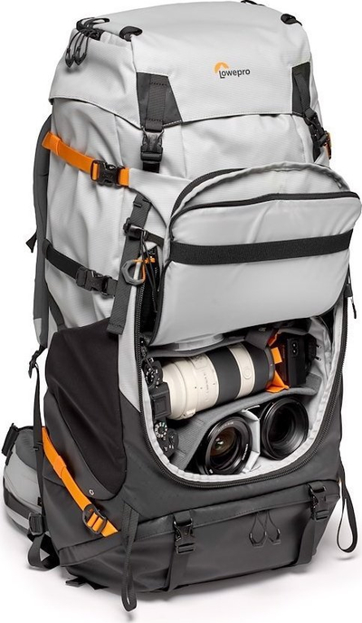 Çantë shpine fotografike Lowepro PhotoSport PRO BP 70L AW III, 70L, për DSLR e mirrorless, gri e errët e hapur