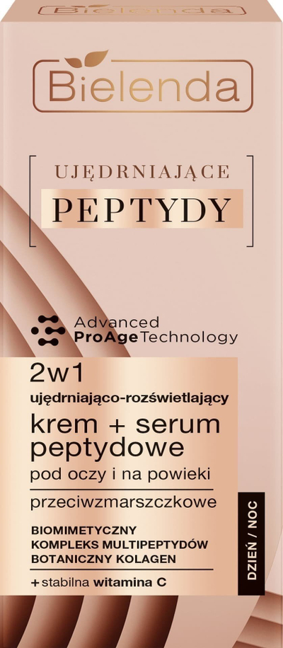 Krem dhe serum për sy Bielenda Firming Peptides 2n1, kundra rrudhave, ndriçues, 15ml