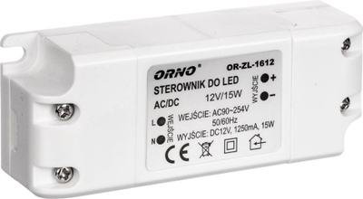 Furnizues LED Orno OR-ZL-1612, 12V DC, 15W, i bardhë