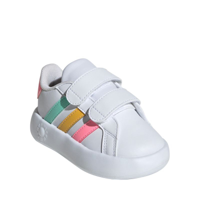 Atlete bebe Adidas Grand Court 2.0, EVA, mbyllje me shirit ngjitës, të bardha