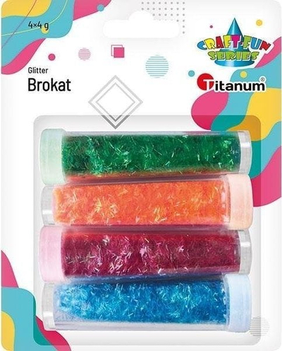Glitter dekorativ Titanum Glitter in Vials Rainbow, set 4 ngjyra