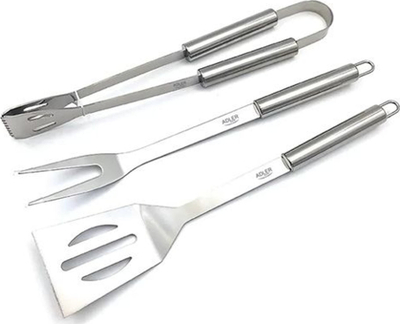 Set aksesorësh për skarë Adler AD 6729, 3 pjesë, çelik inox, ngjyrë argjendtë