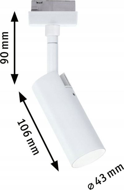 Spot URail Paulmann Tube, 380 lm, 3 shkallë drite, i bardhë