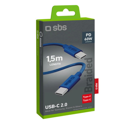 Kabllo USB C SBS TECABLETISSUETCCB, 60W, 1.5m, blu
