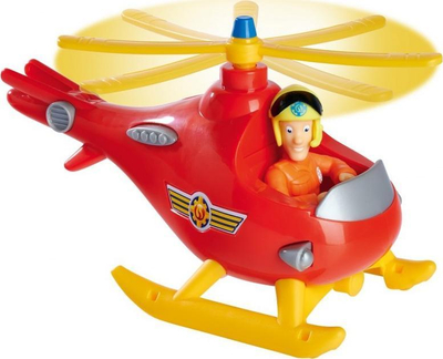 Lodër helikopter Fireman Sam Wallaby, me figurën e Tom Thomas, me drita dhe tinguj, i kuq