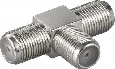 Adapter antene SAT F në F, metal, 1 copë, ngjyrë argjendi