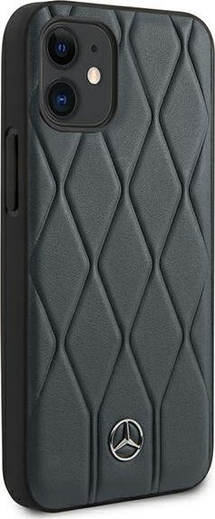 Kapak telefoni Mercedes-Benz me lëkurë origjinale Quilted Wave, për iPhone 12 Mini, lëkurë natyrale, blu e errët